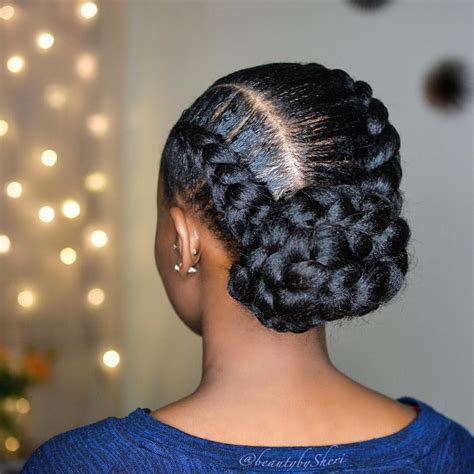 4 goddess braids in a bun